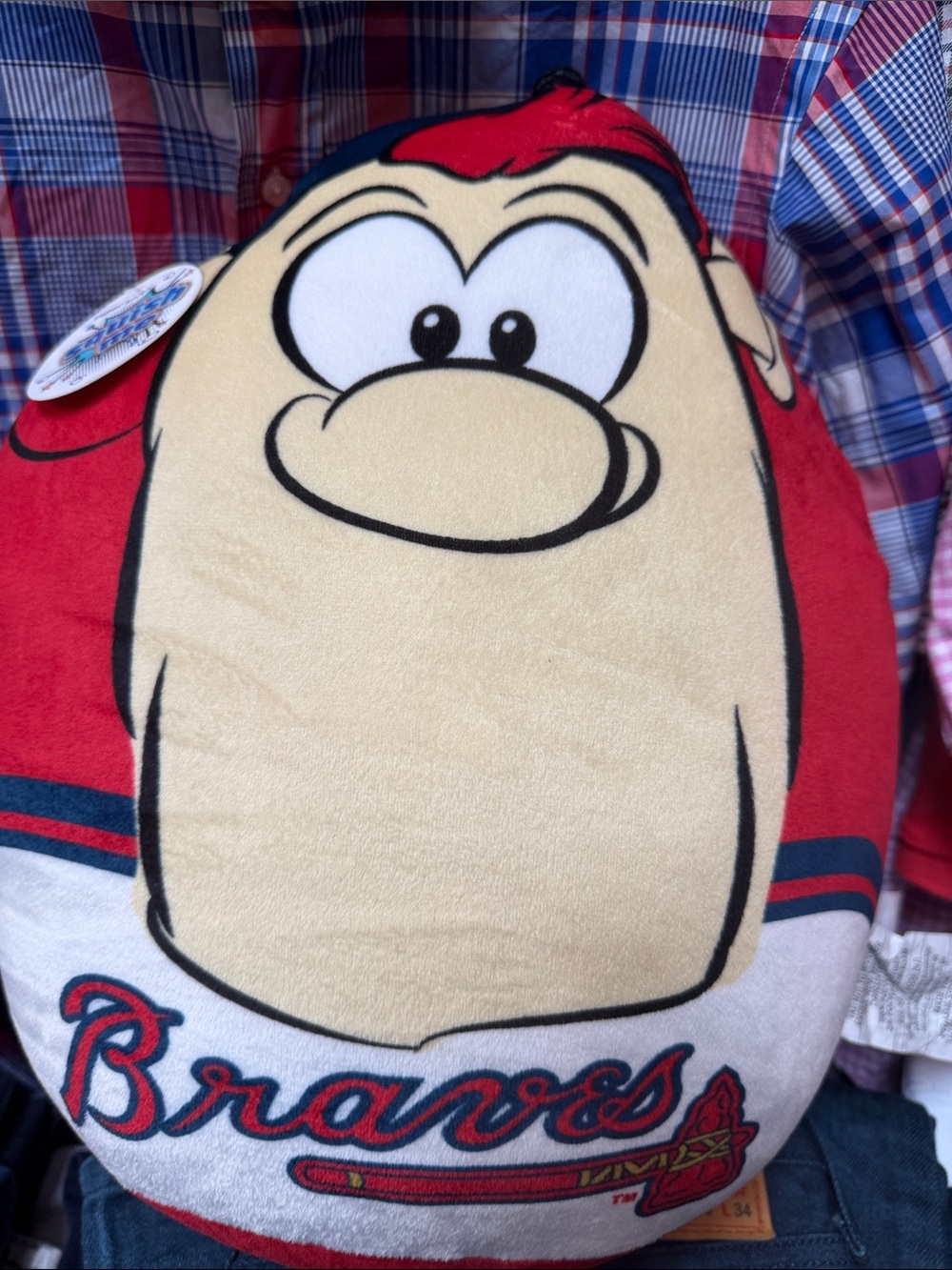 MLB Braves Red and Cream Mascot Plush Pillow
